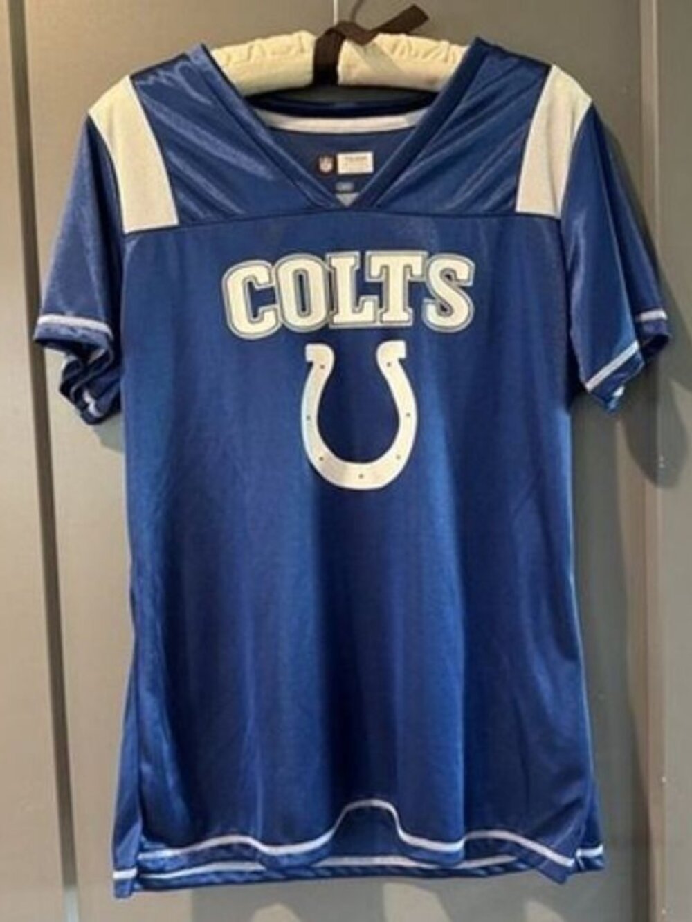 NFL Indianapolis Colts Team Apparel Womens Jersey Medium Blue Sparkle Football